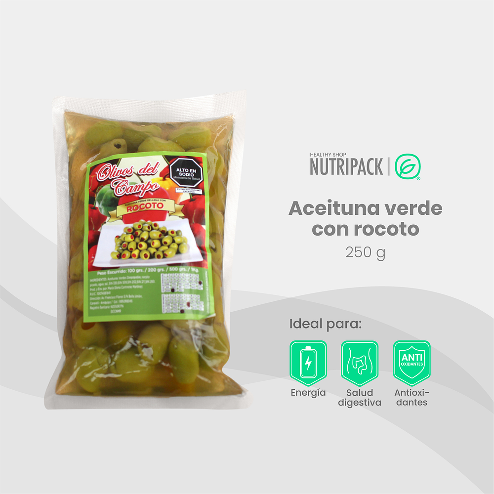 Aceituna Verde Rellena Con Rocoto, 200 g