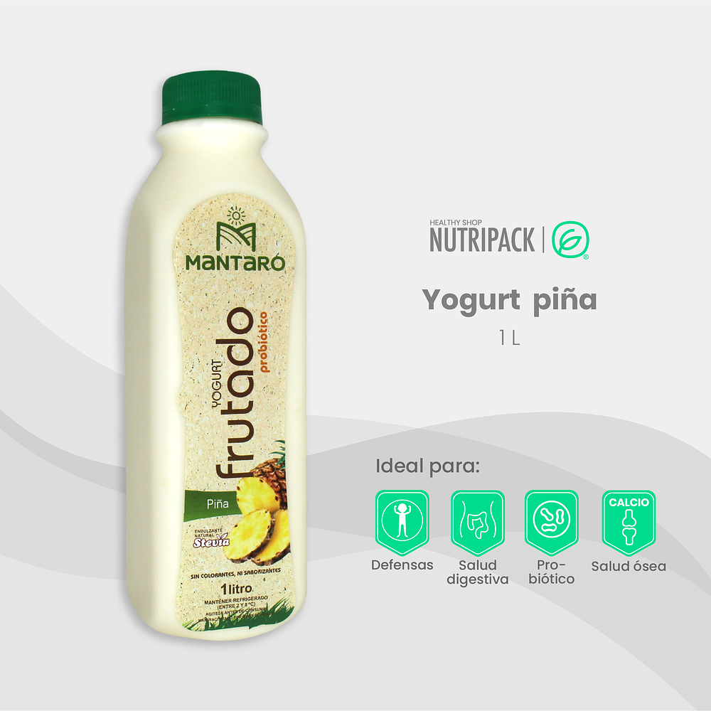 Yogurt Probiótico Piña, 1 L
