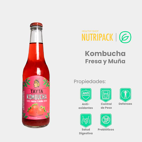 Kombucha De Fresa Y Muña, 355 mL