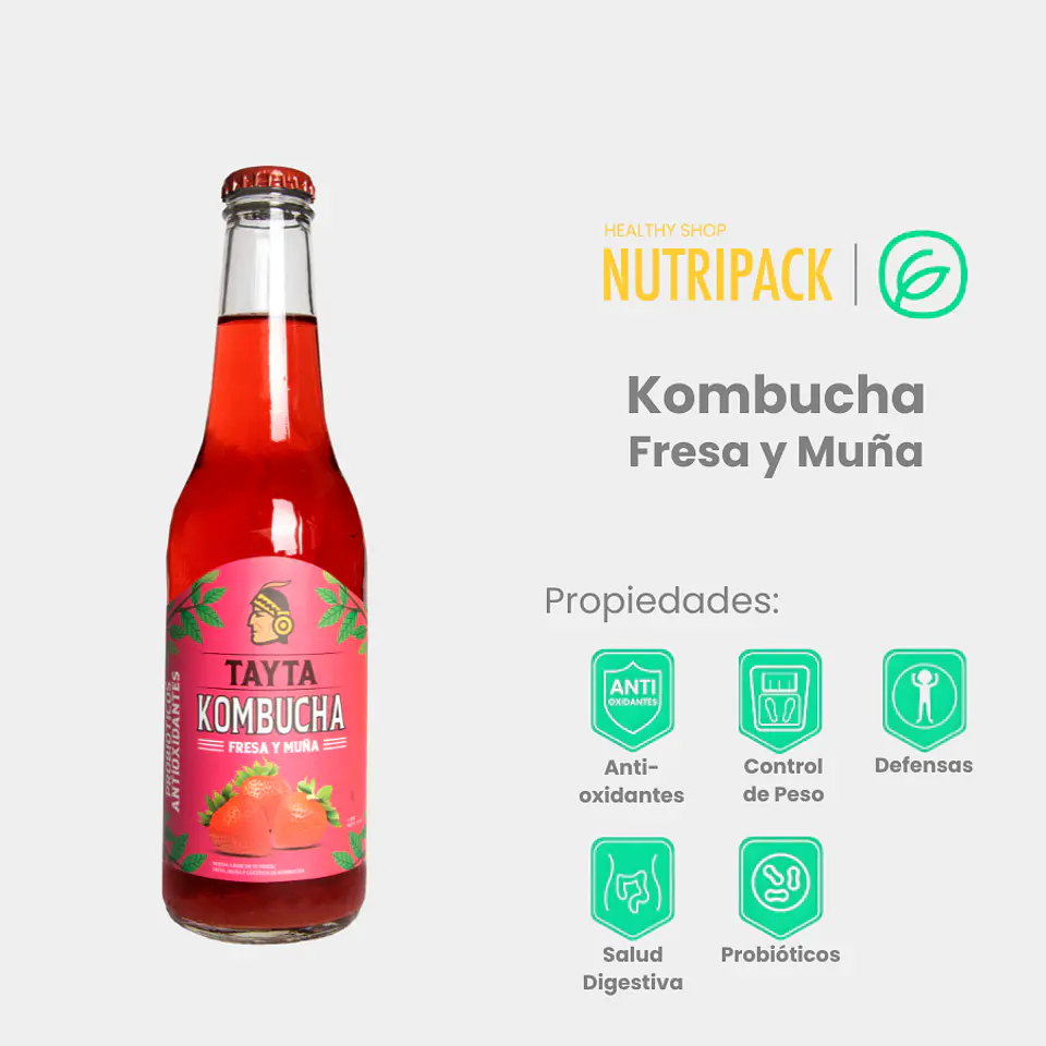 Kombucha De Fresa Y Muña, 355 mL 1
