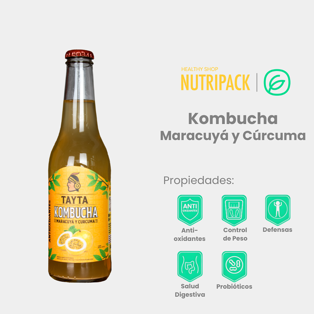 Kombucha Maracuyá y Cúrcuma, 355 mL