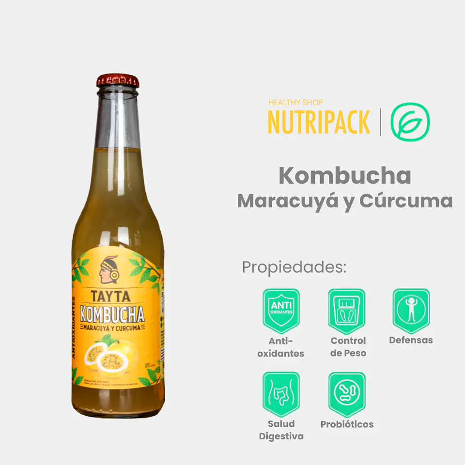 Kombucha De Maracuyá y Cúrcuma, 355 mL 1