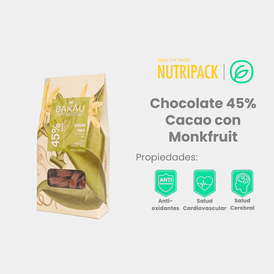 Chocolate 45% Cacao con Monkfruit, 100 g / 250