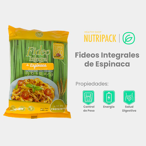 Fideos Integrales De Espinaca, 250 g