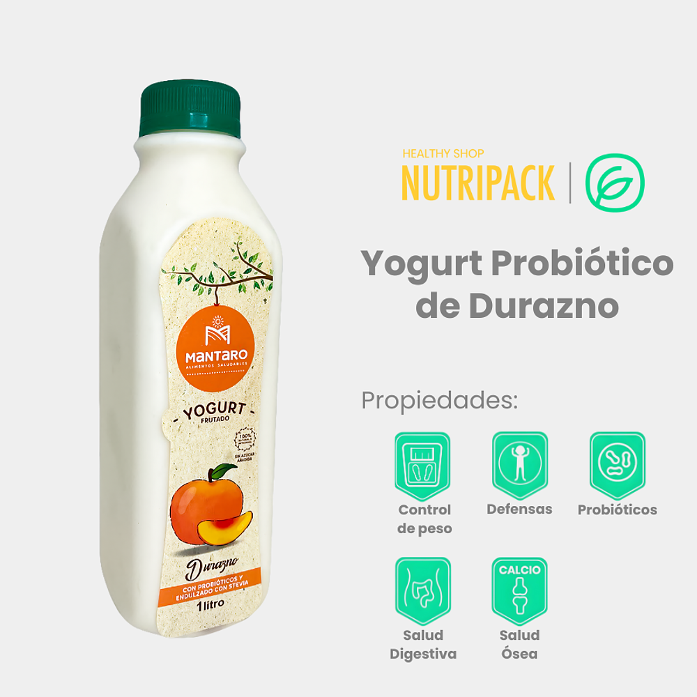 Yogurt probiótico Durazno, 1 L