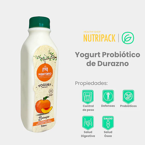 Yogurt Probiótico Durazno, 1 L
