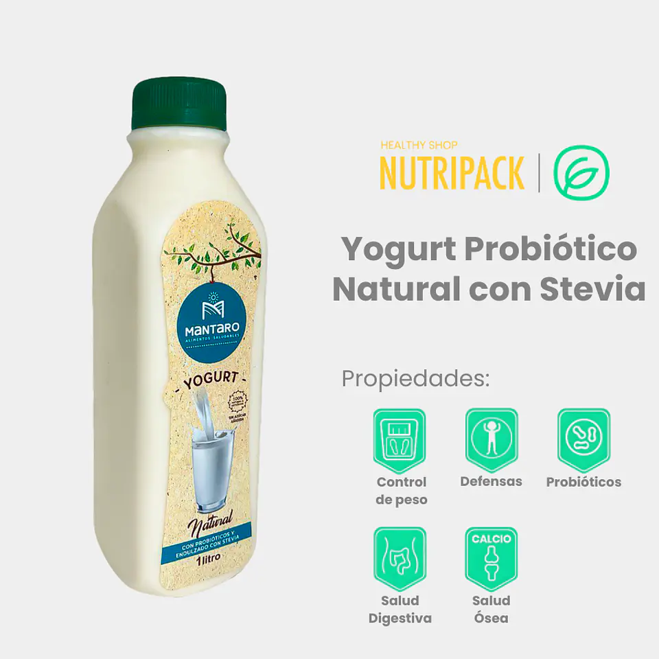 Yogurt Probiótico Natural Con Dulce, 1 L 1