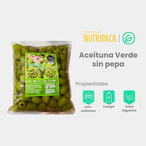 Aceitunas Verdes Sin Pepa, 500 g