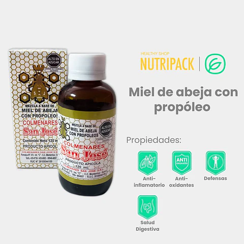 Miel de Abeja Con Propóleo, 120 mL