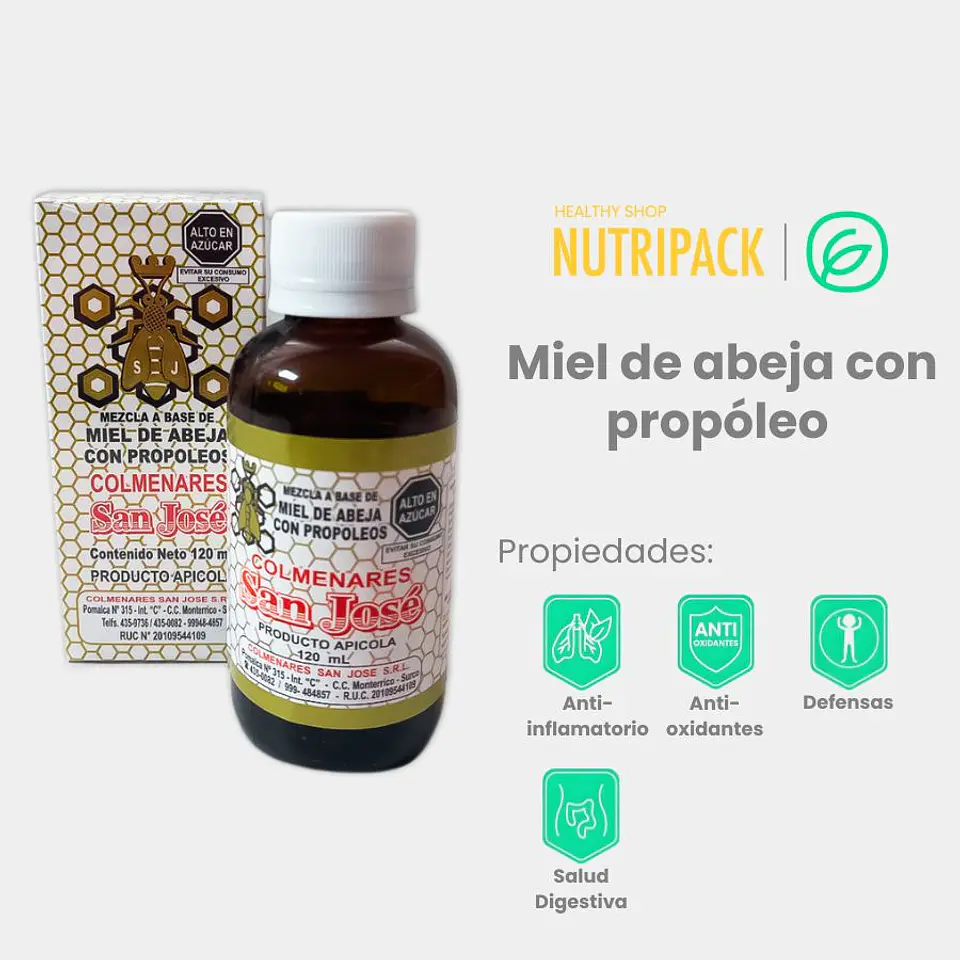 Miel de Abeja Con Propóleo, 120 mL 1