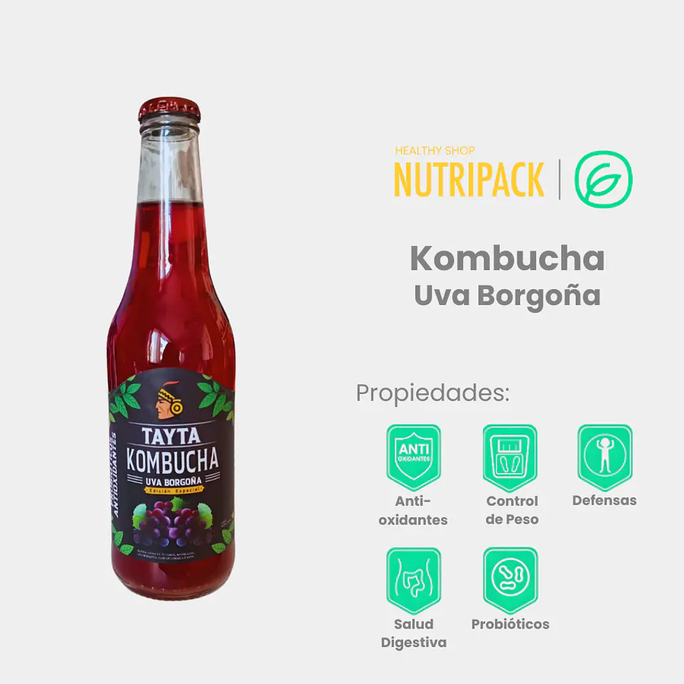 Kombucha De Uva Borgoña, 355 mL 1