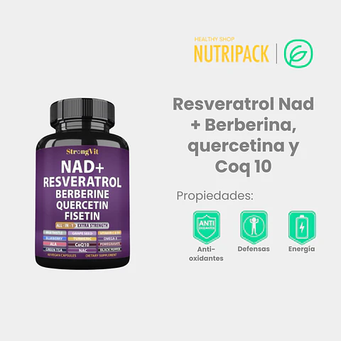 Resveratrol Nad + Berberina, quercetina y Coq 10, 60 uds