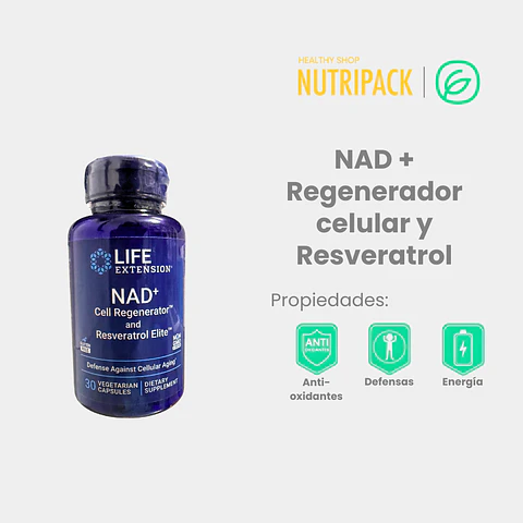 NAD+ Regenerador Celular + Resveratrol, 30 uds