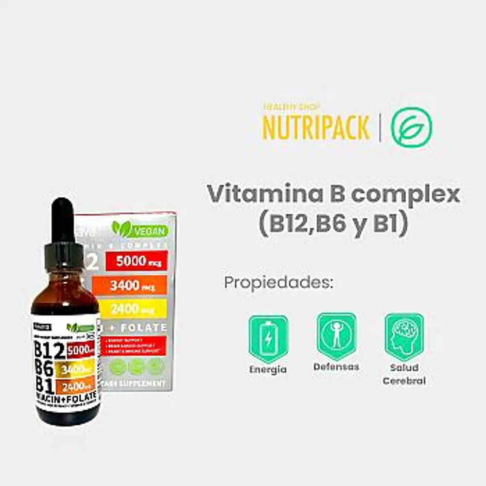 Vitamina B complex (B12, B6 y B1), 60 ml