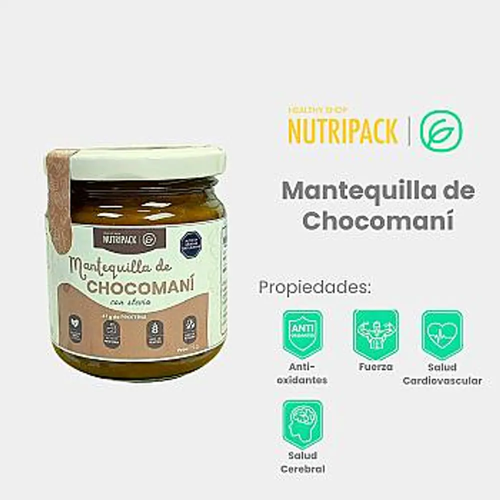 Mantequilla de Chocomaní con Stevia, 410 g