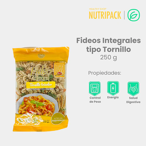 Fideos Integrales Tipo Tornillo, 250 g