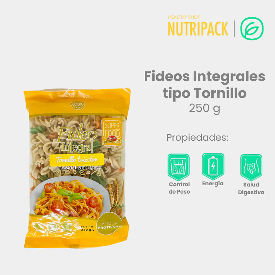 Fideos Integrales Tipo Tornillo, 250 g 1