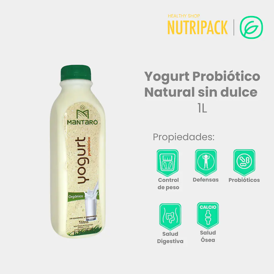 Yogurt Probiótico Natural Sin Dulce, 1 L 1