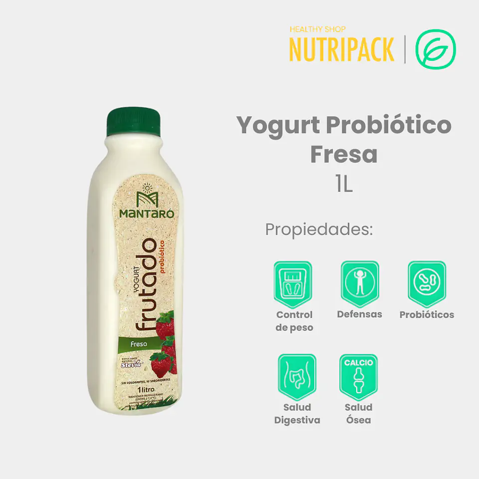 Yogurt Probiótico Fresa, 1 L 1