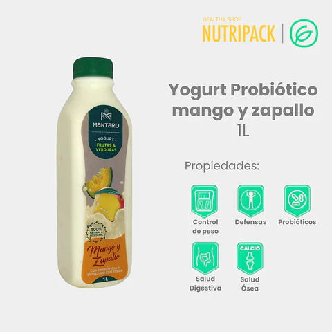 Yogurt Probiótico Mango Con Zapallo, 1 L