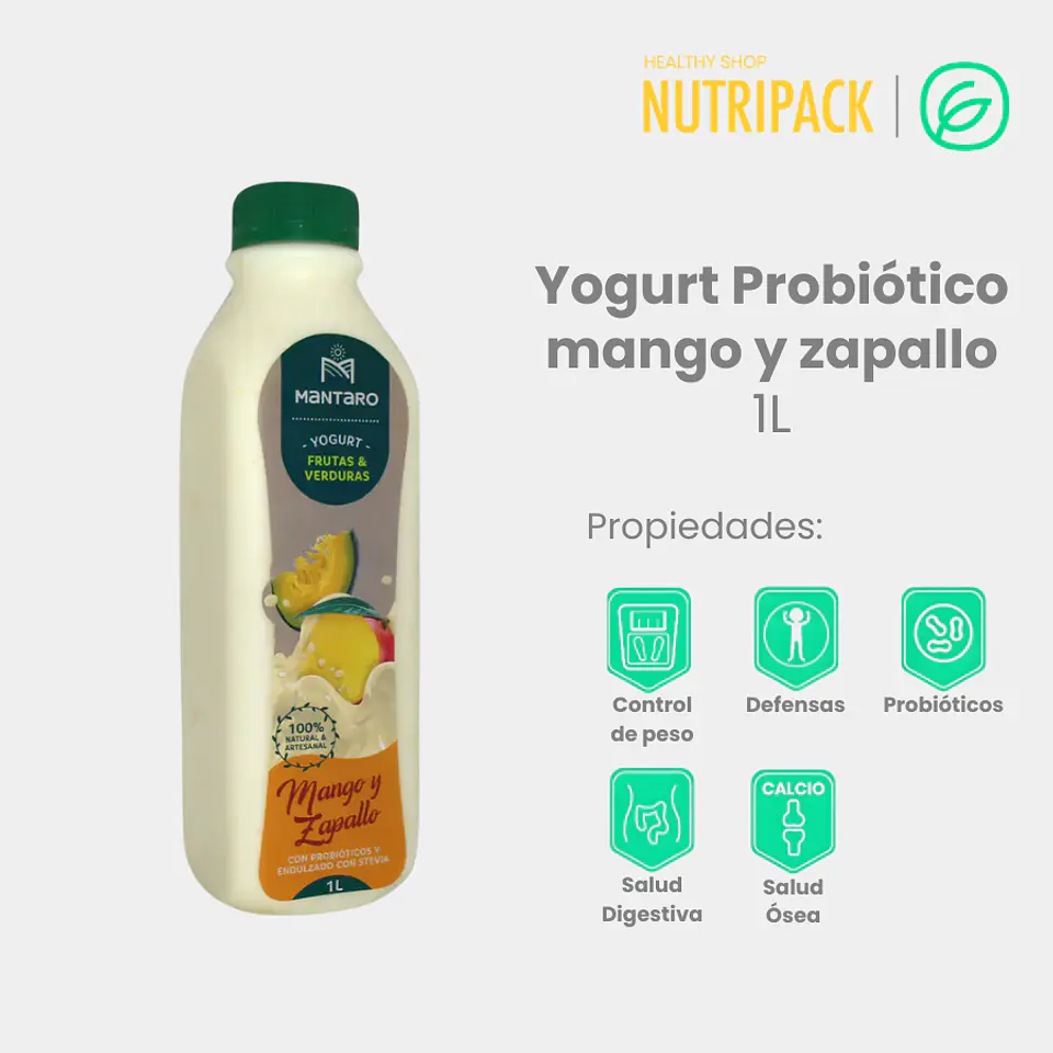 Yogurt Probiótico Mango Con Zapallo, 1 L 1