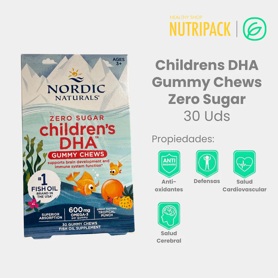 Children's DHA Gummy Chews Zero Sugar, 30 gomitas 1