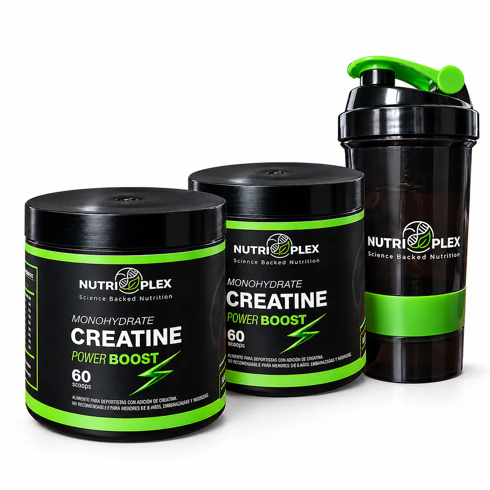 Pack X2 Creatina Monohidratada Nutriplex 300g + Mug Shaker 1
