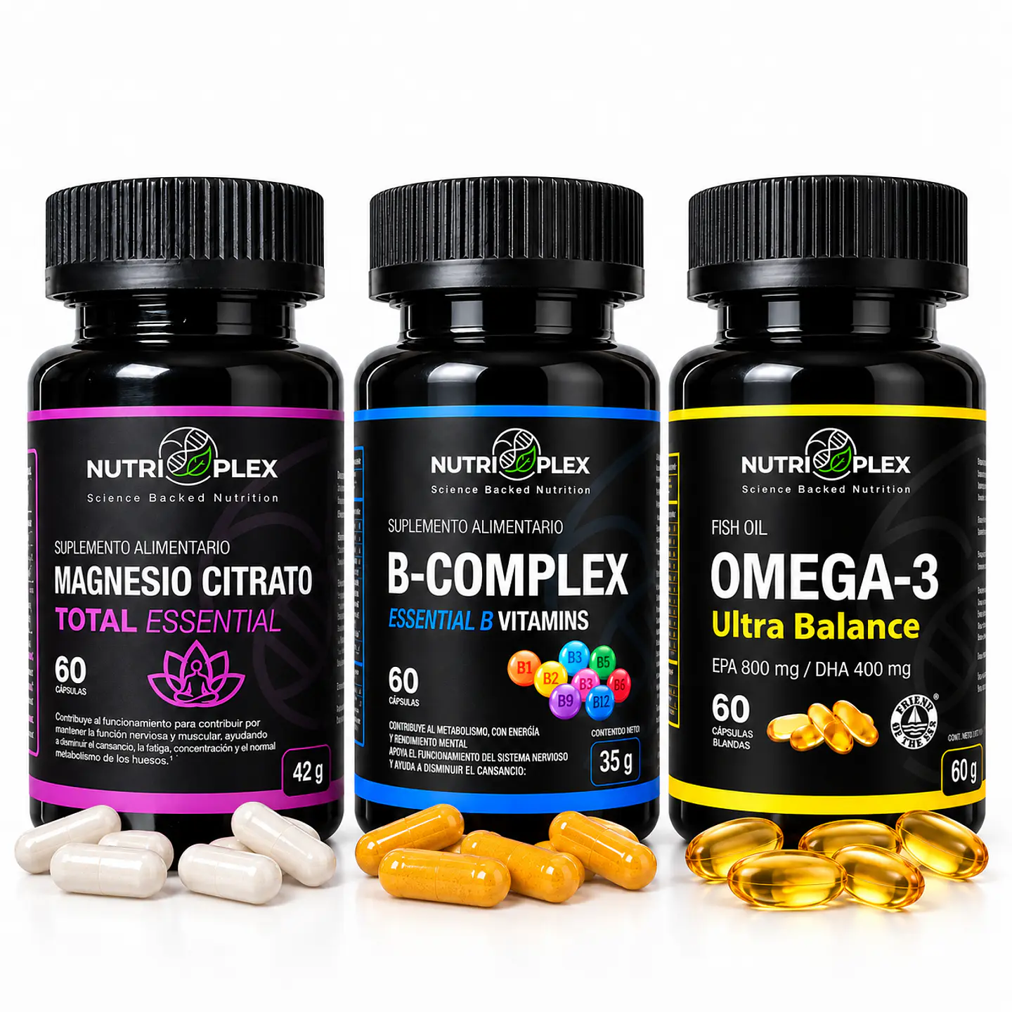 Pack Omega 3 + Magnesio Citrato + B Complex Nutriplex 1