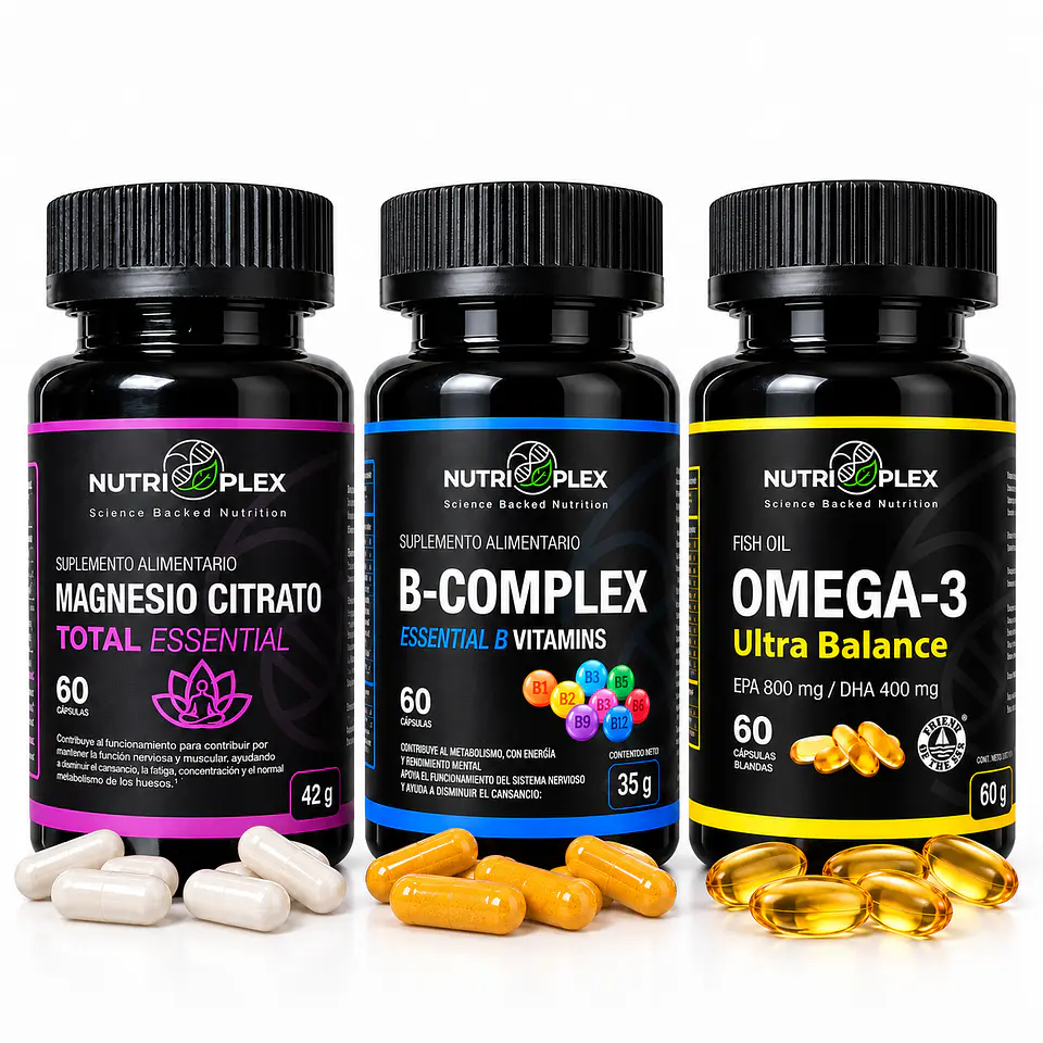 Pack Omega 3 + Magnesio Citrato + B Complex Nutriplex 1