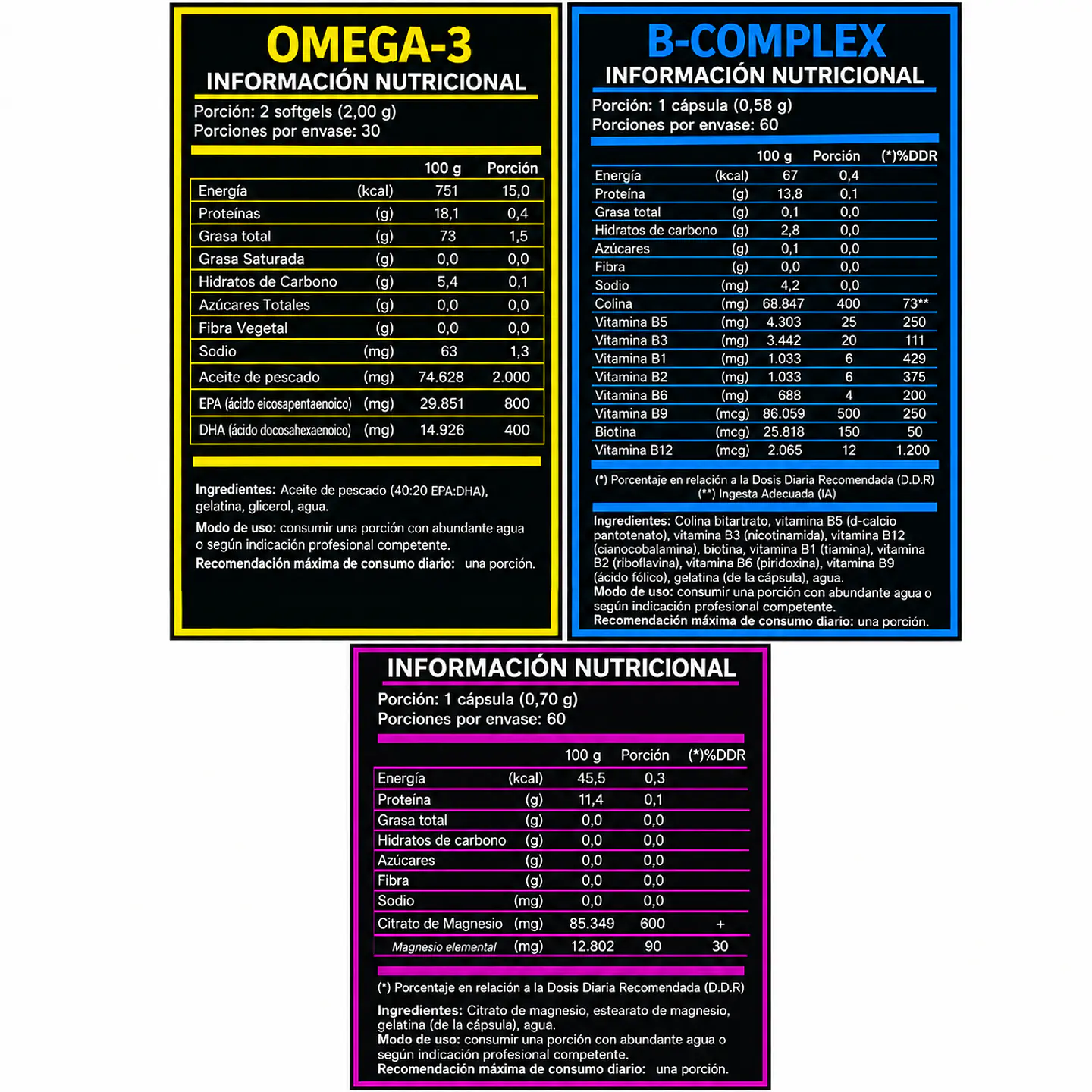 Pack Omega 3 + Magnesio Citrato + B Complex Nutriplex 2