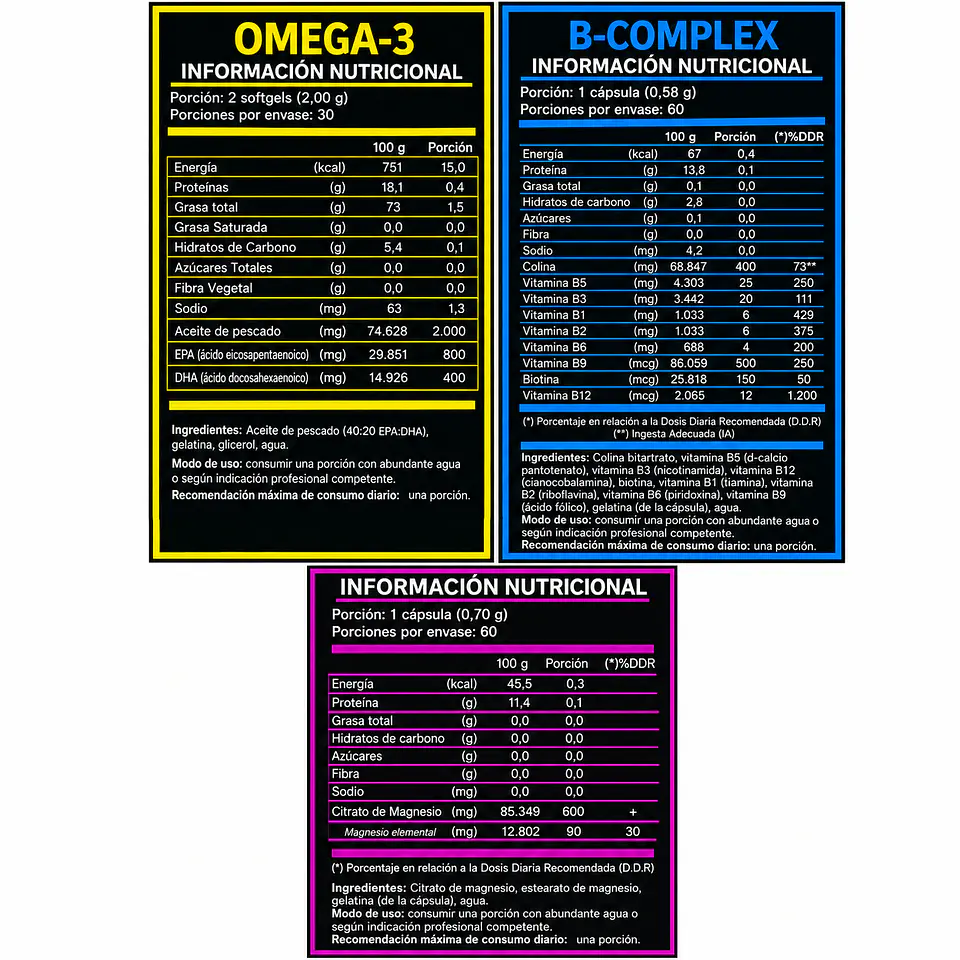 Pack Omega 3 + Magnesio Citrato + B Complex Nutriplex 2