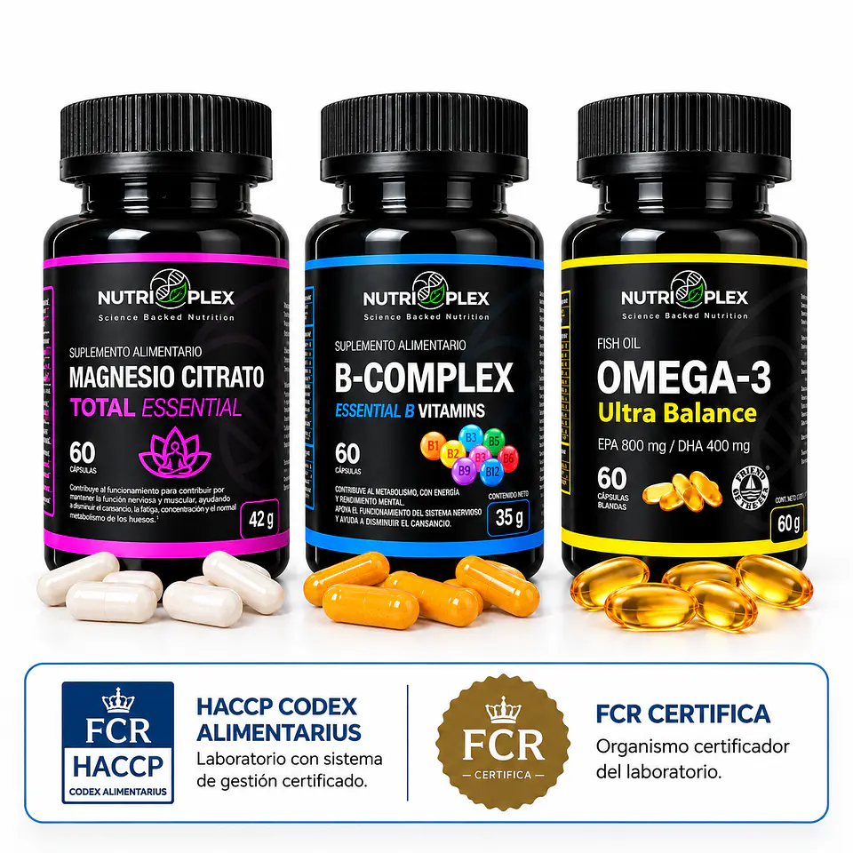 Pack Omega 3 + Magnesio Citrato + B Complex Nutriplex 3