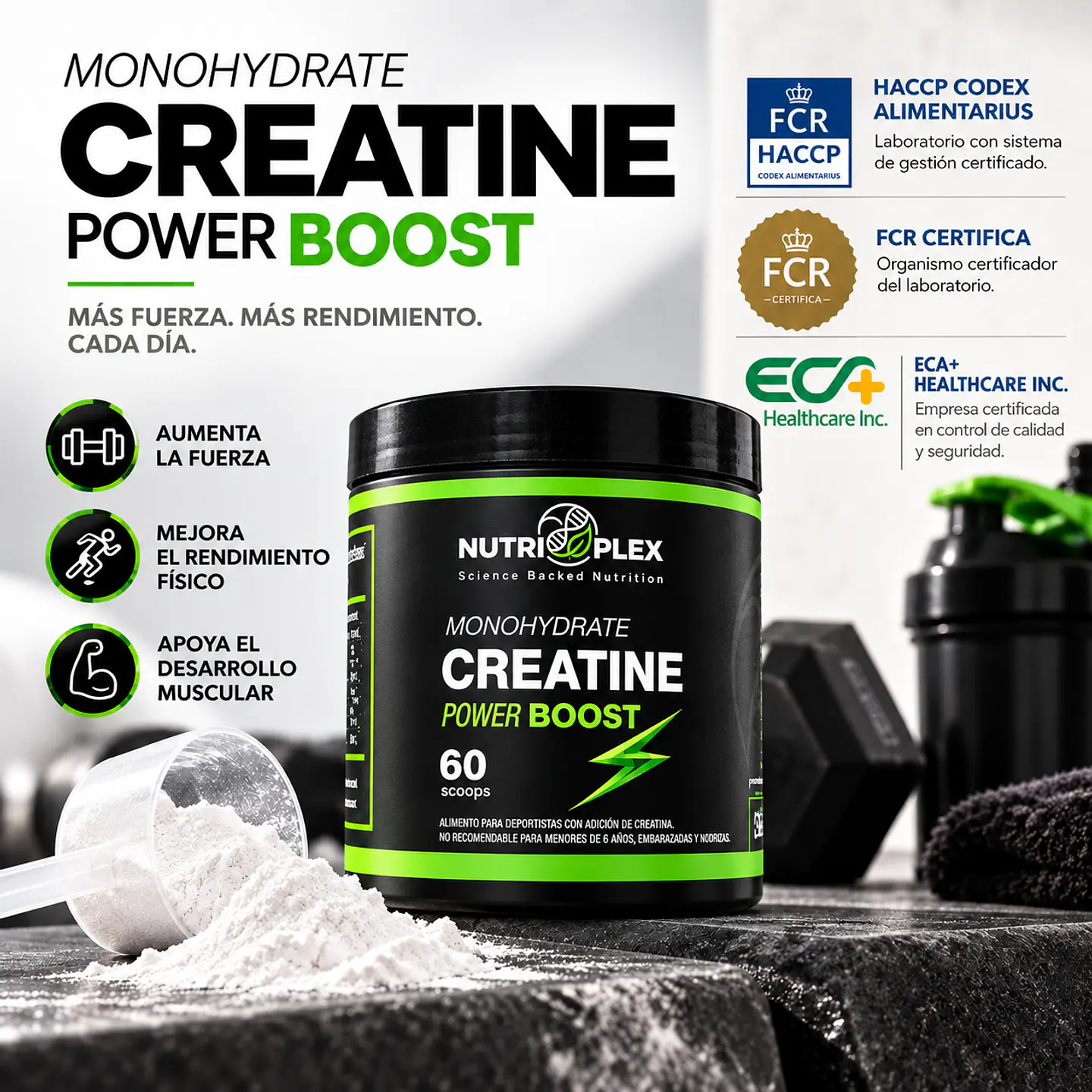 Pack X2 Creatina Monohidratada Nutriplex 300g + Mug Shaker 2