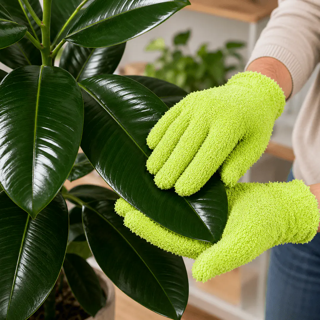 Guantes de Microfibra para Limpiar Hojas de Plantas | Reutilizables Verdes 1
