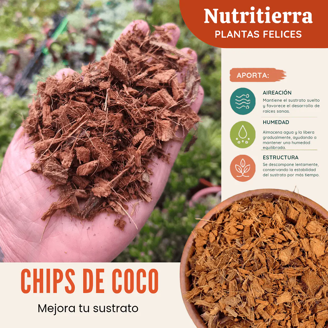 Chips de Corteza de Coco para Orquídeas, Plantas Tropicales y Mezclas de Sustrato 1