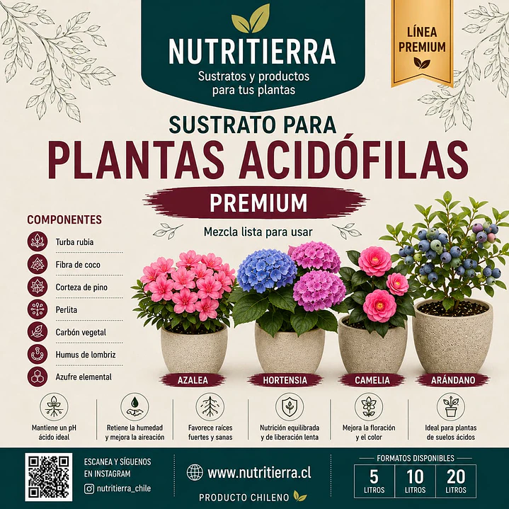 Sustrato Ácido Premium para Hortensias y Plantas Acidófilas | Nutritierra 1