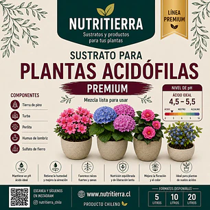 Sustrato Ácido Premium para Hortensias y Plantas Acidófilas | Nutritierra
