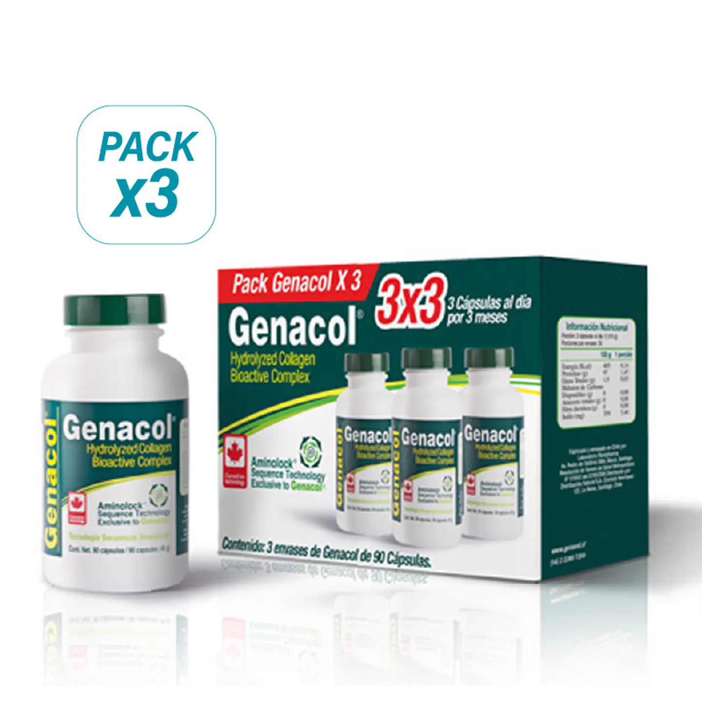 Colágeno Hidrolizado Genacol Pack x3 1