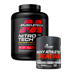 Proteína Nitro Tech 100% Whey Gold 5.53 Lbs +  Creatina Monohidrato Rocky Athletes