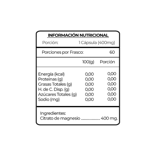 Citrato de Magnesio 400 mg, 60 caps. - Image 2