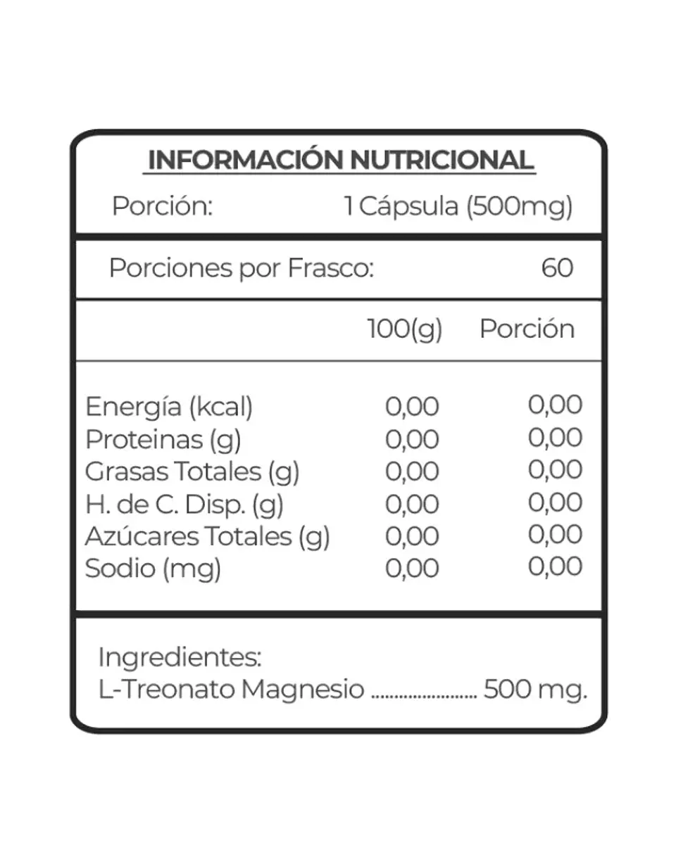 L-Treonato de Magnesio 500 mg, 60 cáps. 2