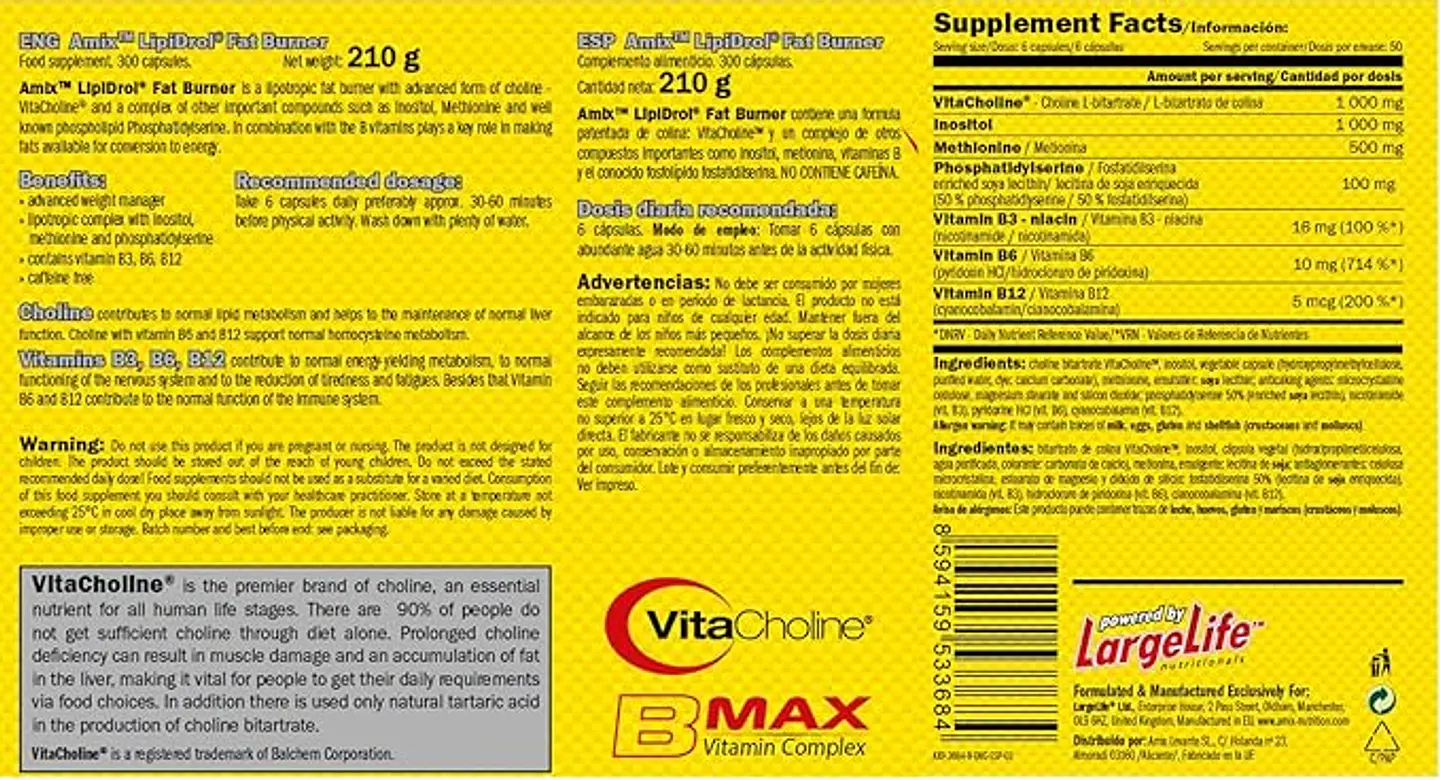 AmixPro® LipiDrol Fat Burner 300 Cápsulas 3