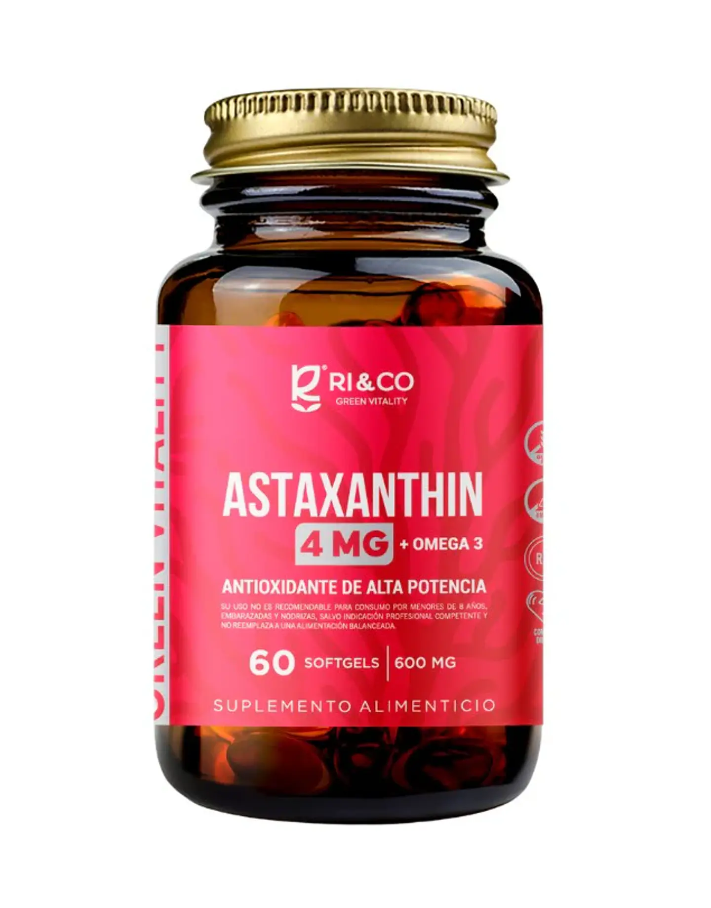 Astaxanthin, 600mg, 60 softgel Ri&Co 1