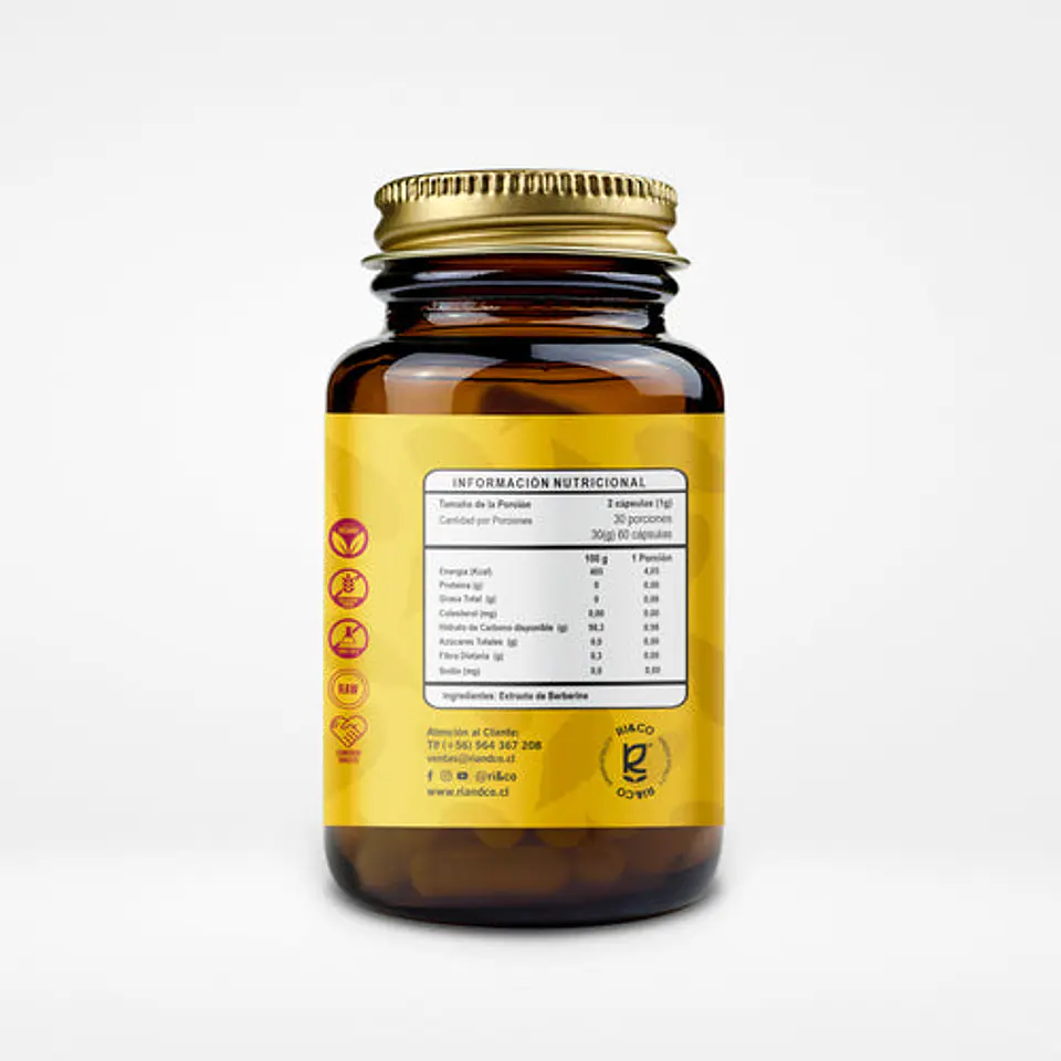 Berberina 500mg 60 Cápsulas Vegetales - RI&CO 2