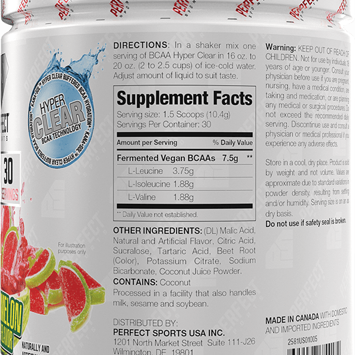 BCAA Hyper Clear - 7.5G Vegan BCAAs - 45 servicios  3