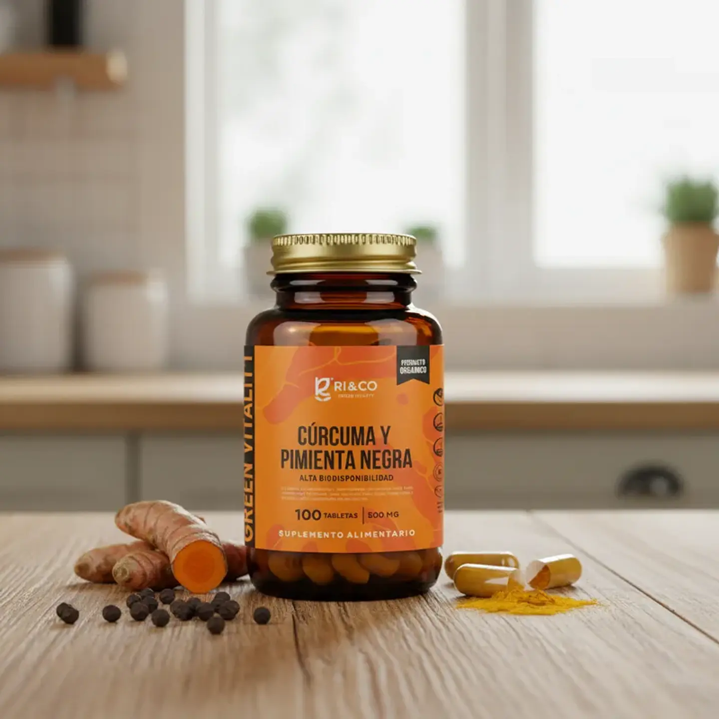 Cúrcuma y Pimienta Negra 500mg 100 Tabletas - RI&CO 5