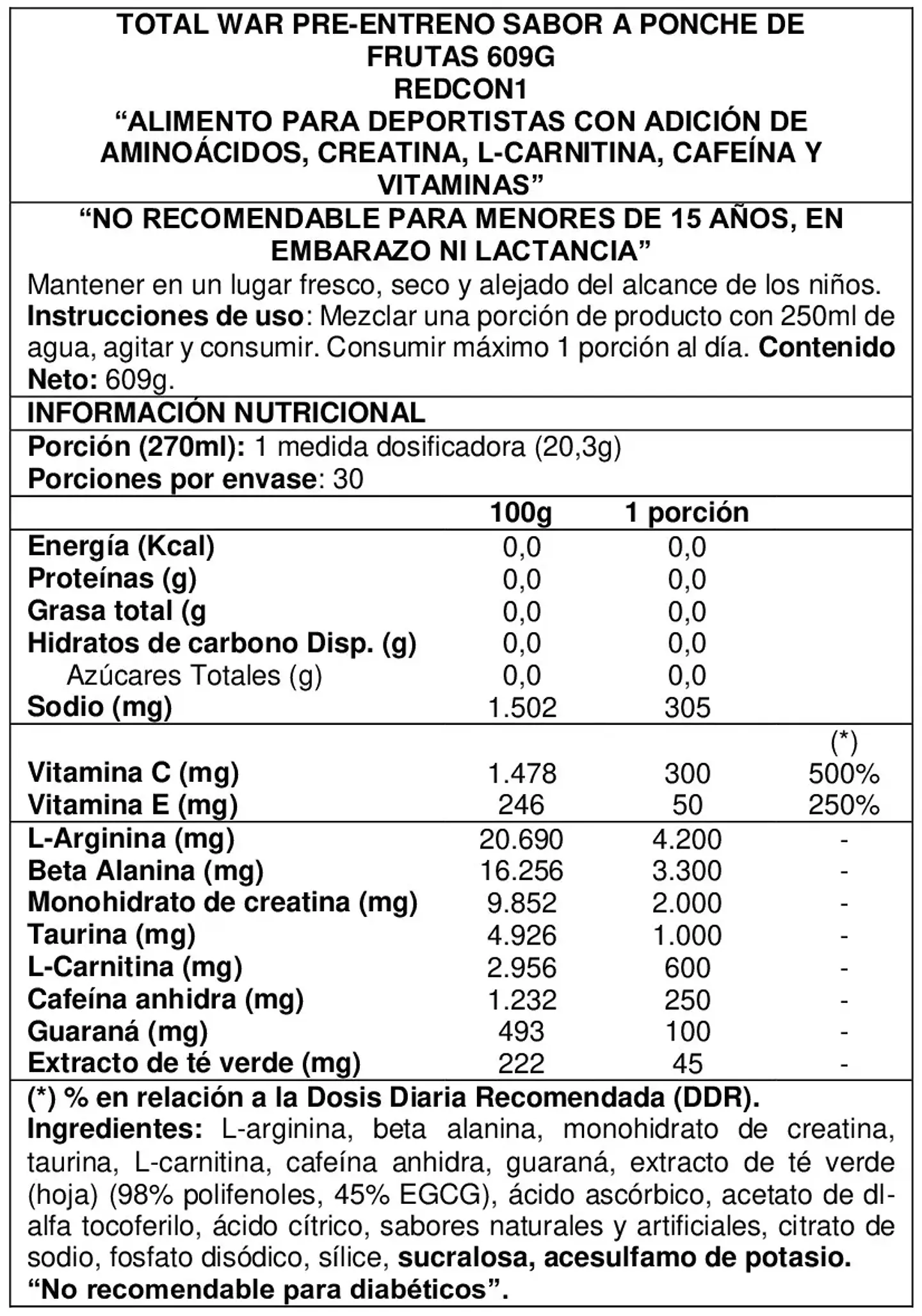Total War Pre-Workout 600gr - Redcon1 3