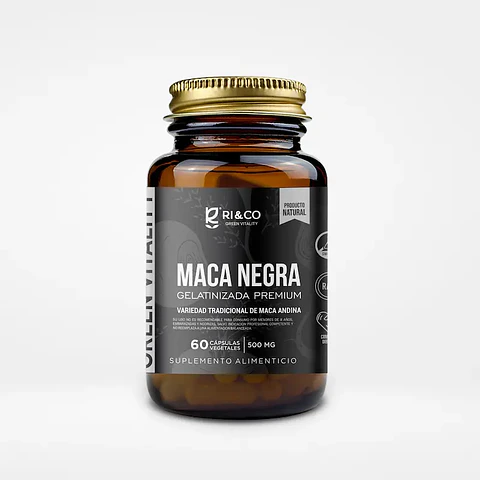 Maca Negra Gelatinizada Premium 500mg 60 Cápsulas Vegetales Ri&Co