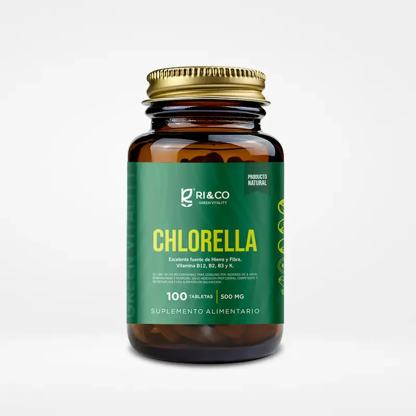 Chlorella 500mg 100 Tabletas - RI&CO 1