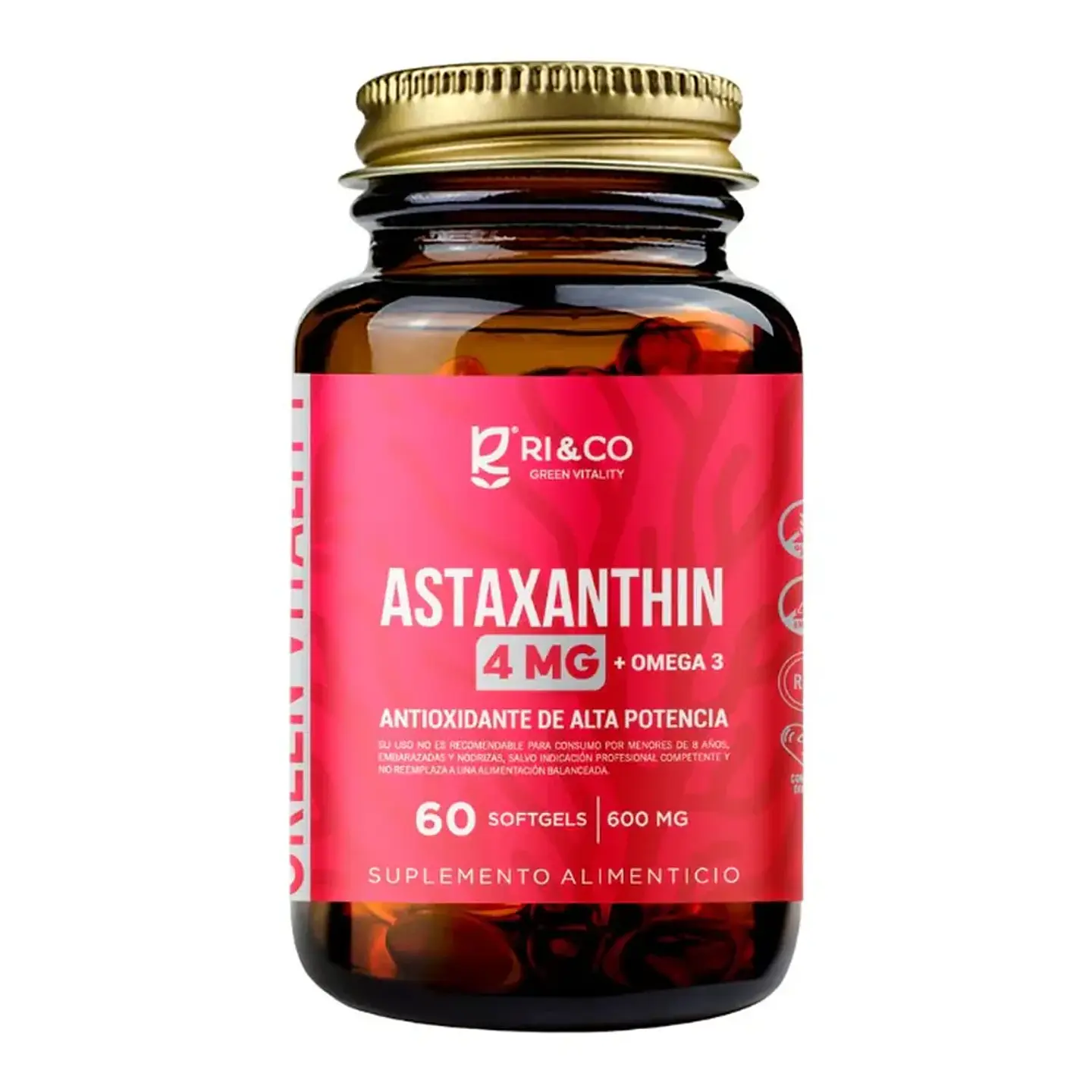 Astaxanthin, 600mg, 60 softgel Ri&Co 1